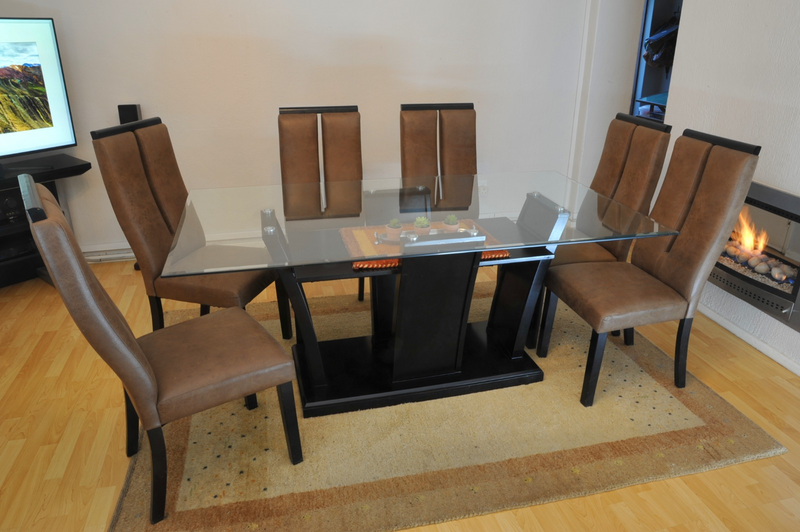 Modern glass dining table set ( with 6 chairs)