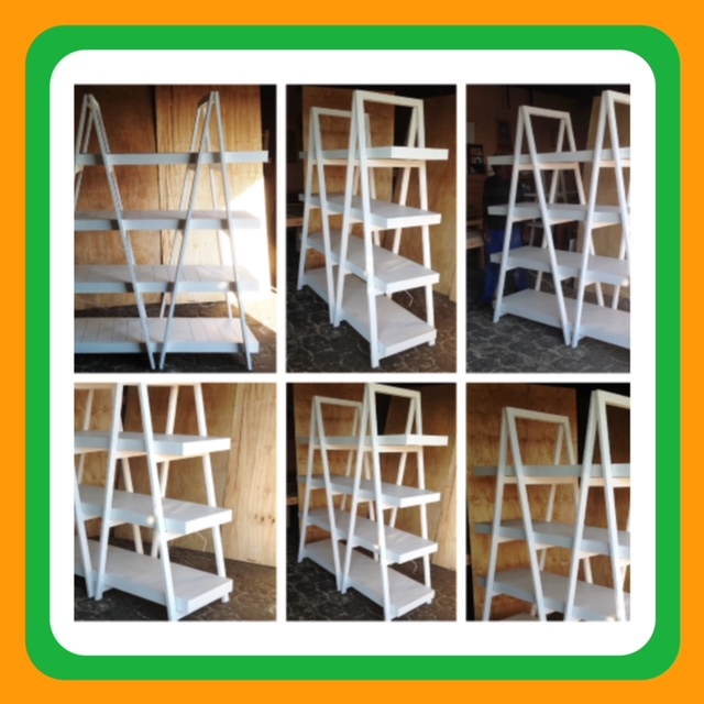 Trestle   shelving Double A Frame 4 Tier 1800 - White stained