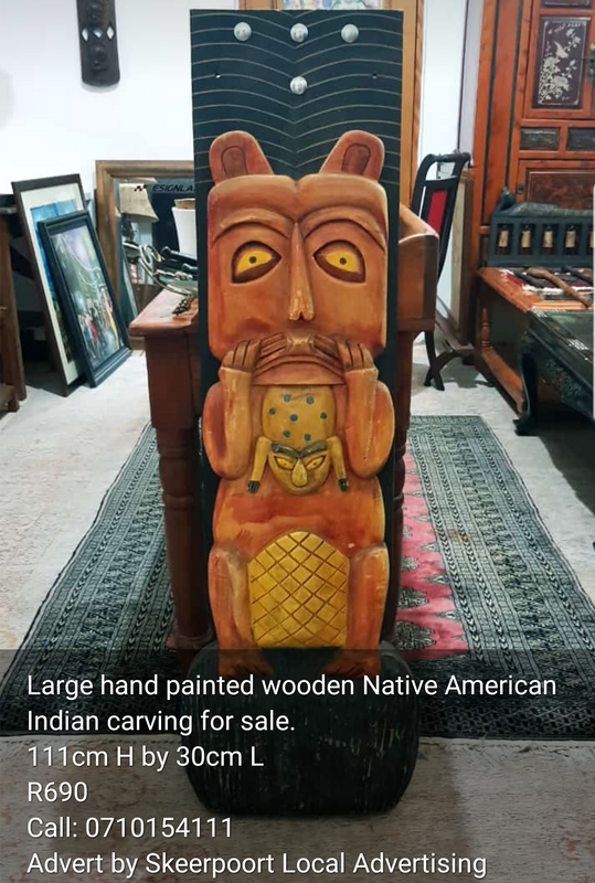 Large hand painted wooden Native American Indian carving for sale