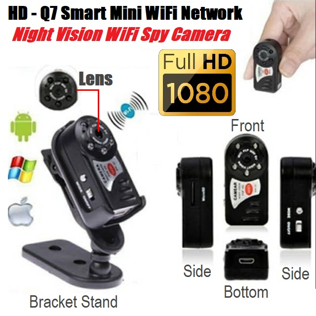 WiFi Miniature Hidden Spy Camera Portable NVR WiFi Q7 P2P Miniature Spy DVR Camera. Brand New Items,