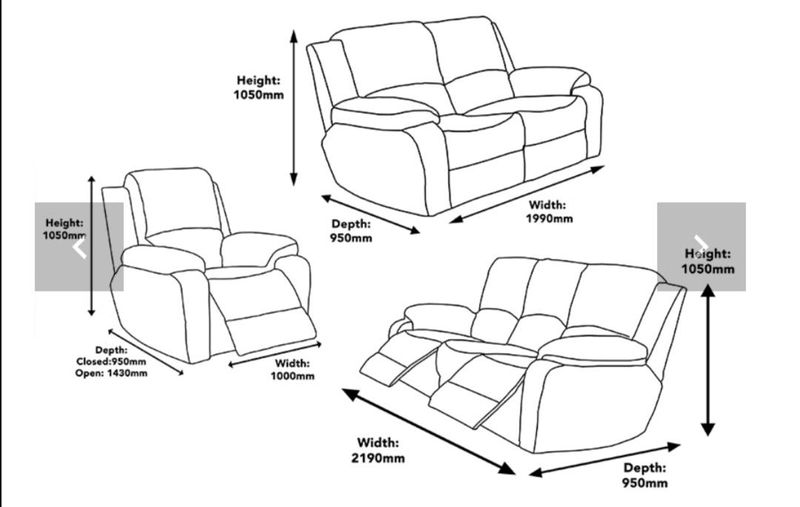 6 seater 321 3 action recliner