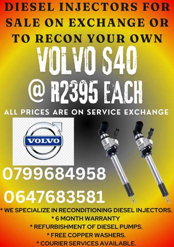 VOLVO S40 DIESEL INJECTORS FOR SALE WE RECON AND SELL ON EXCHANGE