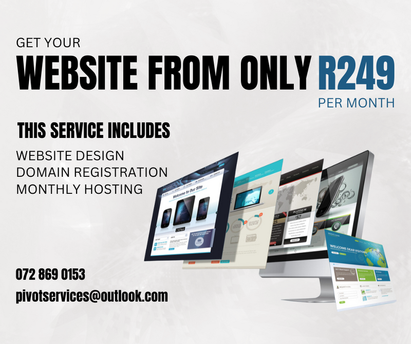 Professional website at only R249 / month