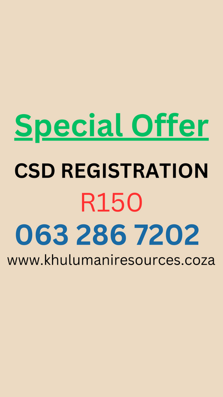 CSD registration: R150  Cell: 063 286 7202