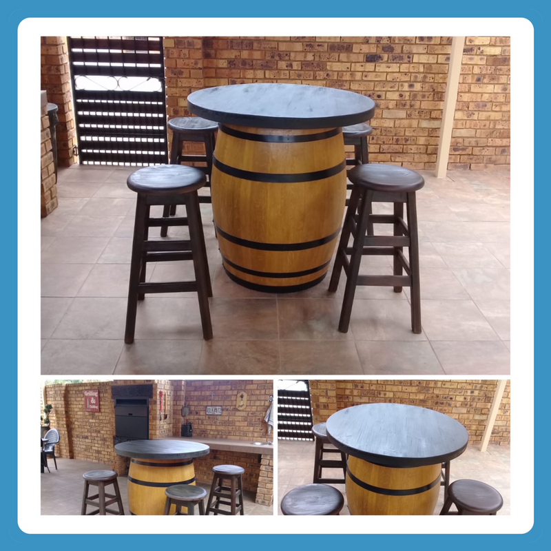 Wine   Barrel with top Cottage series 1100 Combo 4 Stools - Stained