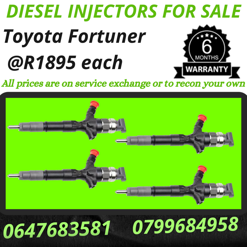 TOYOTA FORTUNER DIESEL INJECTORS FOR SALE 6 MONTHS WARRANTY