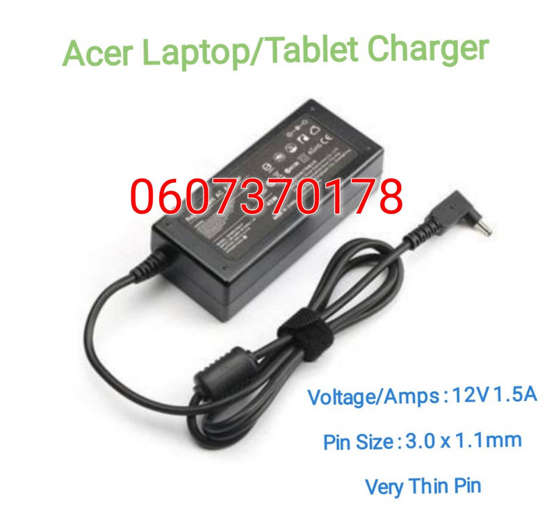 Acer Charger 12V 1.5A (3.0 x 1.1mm ) Brand New