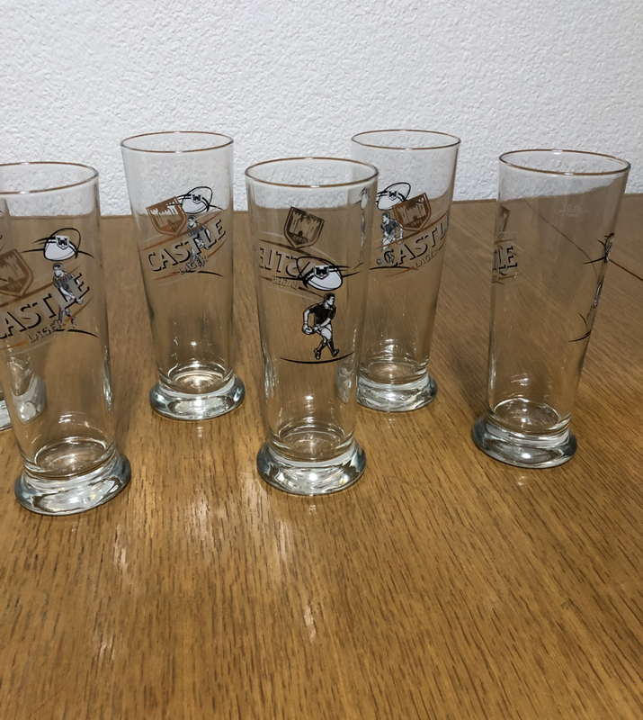 Castle beer glasses rugby collection 500ml x 6