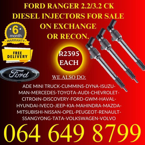 Ford Ranger 2.2/3.2 CK diesel injectors for sale on exchange or to recon