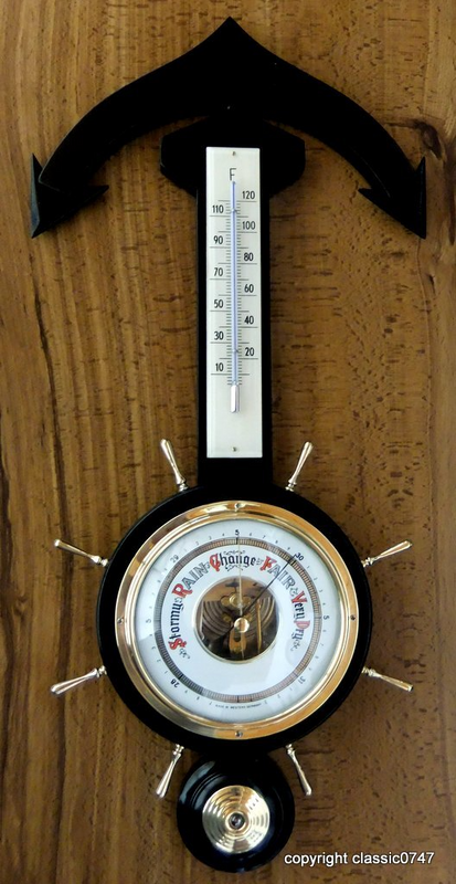 Barometer in Solid Brass Ø129-117 H 33mm.total size L x 490 W x 230mm Made in western Germany