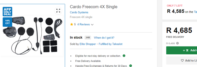 Cardo Freecom4&#43; for sale