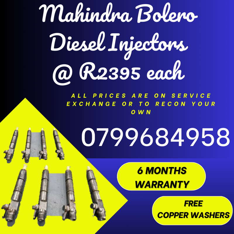 MAHINDRA BOLERO DIESEL INJECTORS/ WE RECON AND SELL ON EXCHANGE
