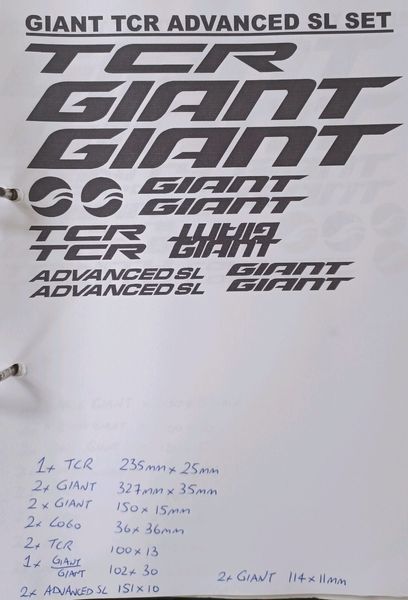 Giant TCR decals stickers vinyl cut graphics sets Brooklyn Gumtree South Africa