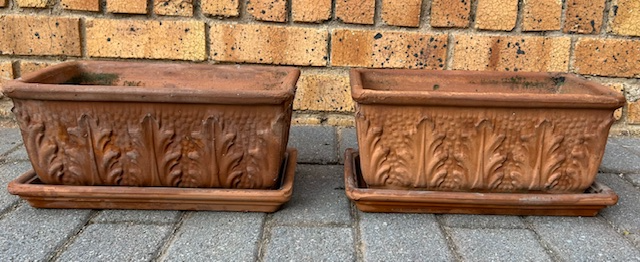 Plant pots -Terracotta  rectangular pots with trays