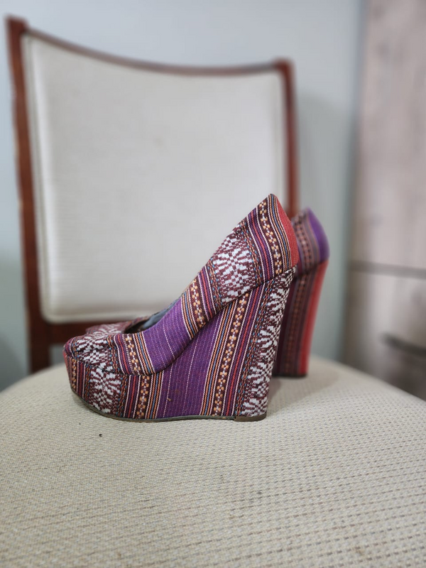 Multicoloured Studio W embroidered wedge heels  the inner faux leather. R350. Size 7.