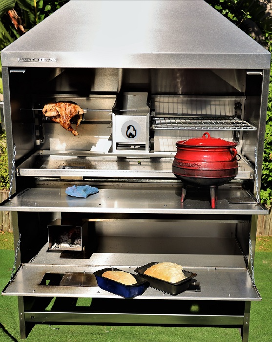 PRICE JUST SLASHED-THE BRAND NEW FREE STANDING 1200mm STAINLESS-STEEL ROCKET BARBEQUE BRAAI .