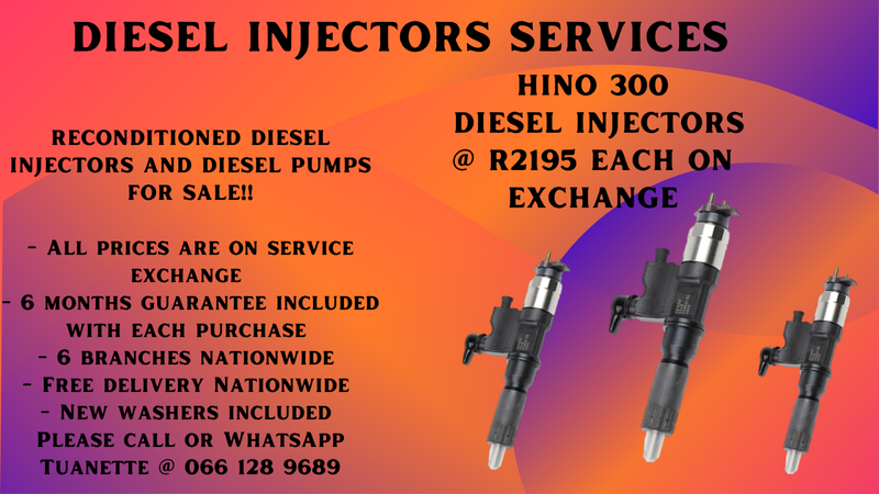 HINO 300 DIESEL INJECTORS FOR SALE ON EXCHANGE OR TO RECON YOUR OWN