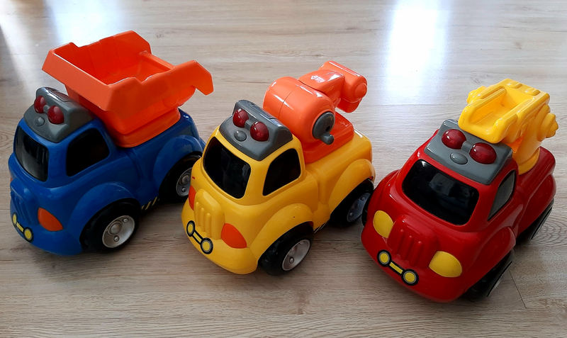 Set of 3 x big chubby vehicles with lights and sirens kids toys