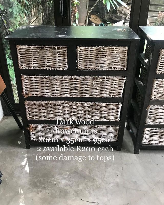 Dark wood drawer units