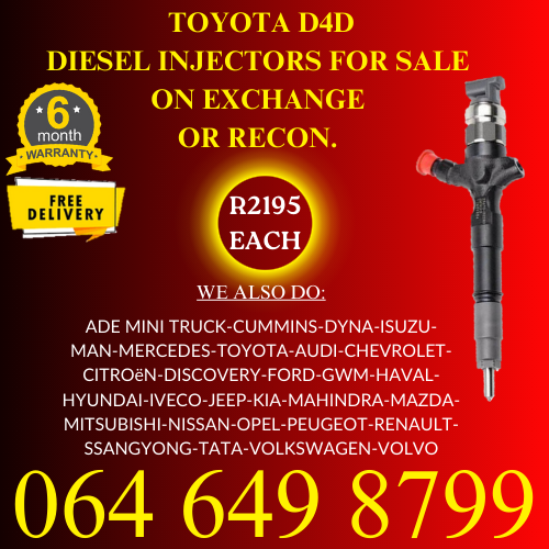Toyota D4D diesel injectors for sale - we sell on exchange or recon