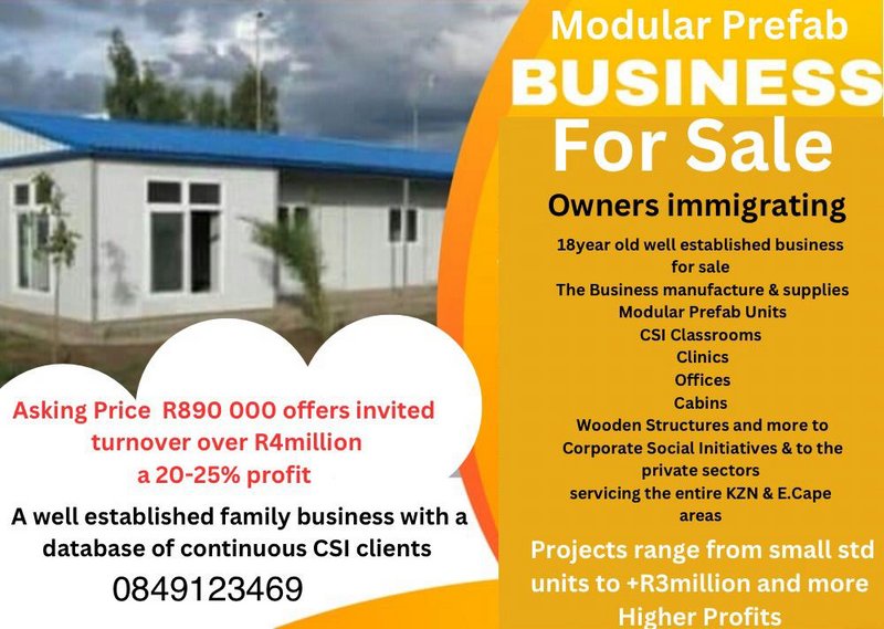 Modular Prefab business for sale