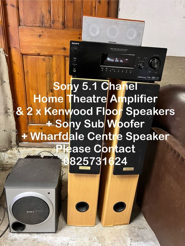 Home Theatre/ HiFi  -Sony Amplifier &amp; Sub Woofer, Kenwood Floor Speakers &amp; Wharfdale Cntr