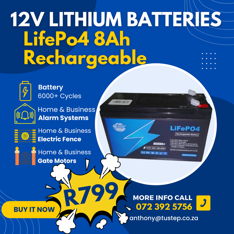 12.8V Lithium Batteries 8Ah LifePo4 Rechargeable