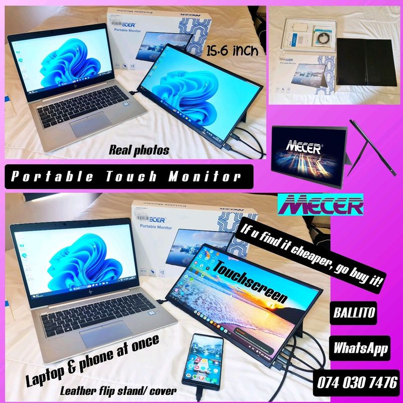 222nice plug play portable ➡️15&#34; touch monitor, box demo 99%mint (whatsapp ballito
