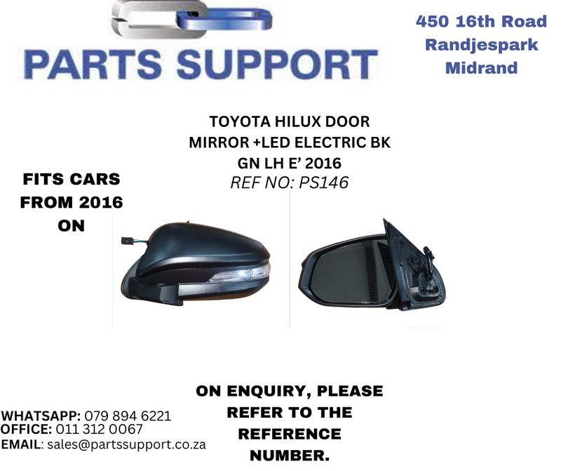 Toyota Hilux LH Door Mirror &#43; LED Electric 2016 On