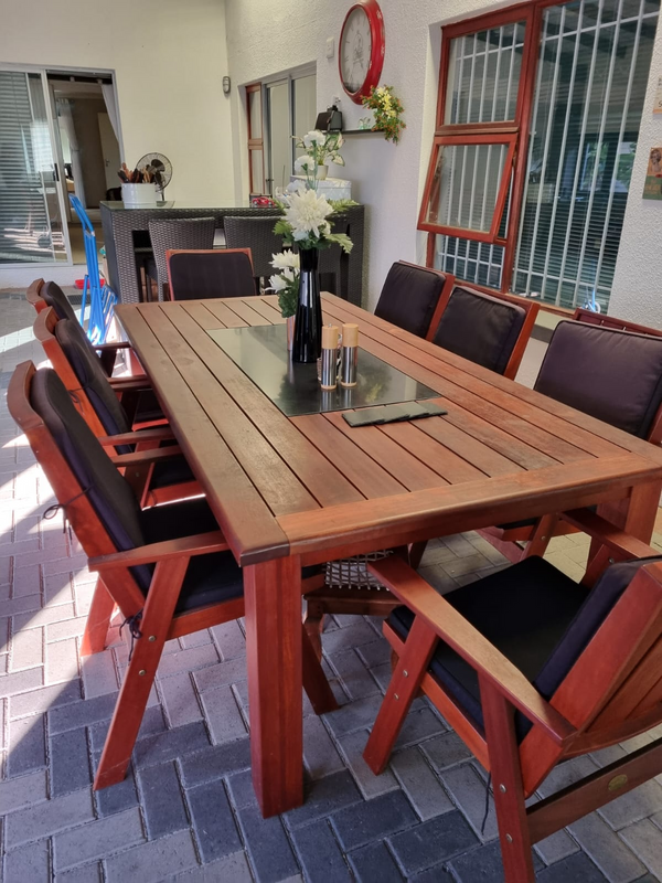 8 Seater Solid Wood Patio Set