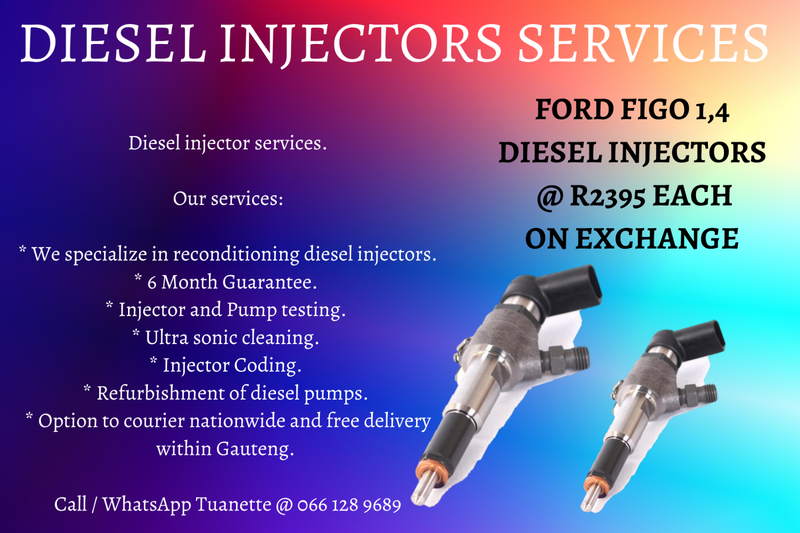 FORD FIGO 1,4 DIESEL INJECTORS FOR SALE ON EXCHANGE OR TO RECON YOUR OWN