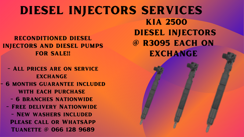 KIA 2500 DIESEL INJECTORS FOR SALE OR TO RECON