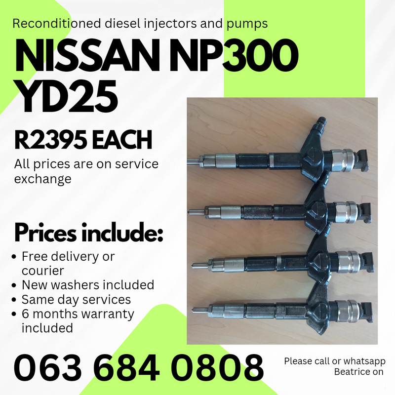 NISSAN NP300 YD25 DIESEL INJECTORS FOR SALE WITH WARRANTY ON