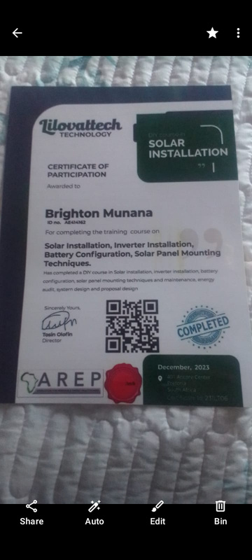 Job seeking (solar installer)