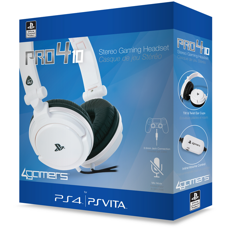 PS4 4Gamers PRO4-10 Wired Stereo Gaming Headset - White (new)