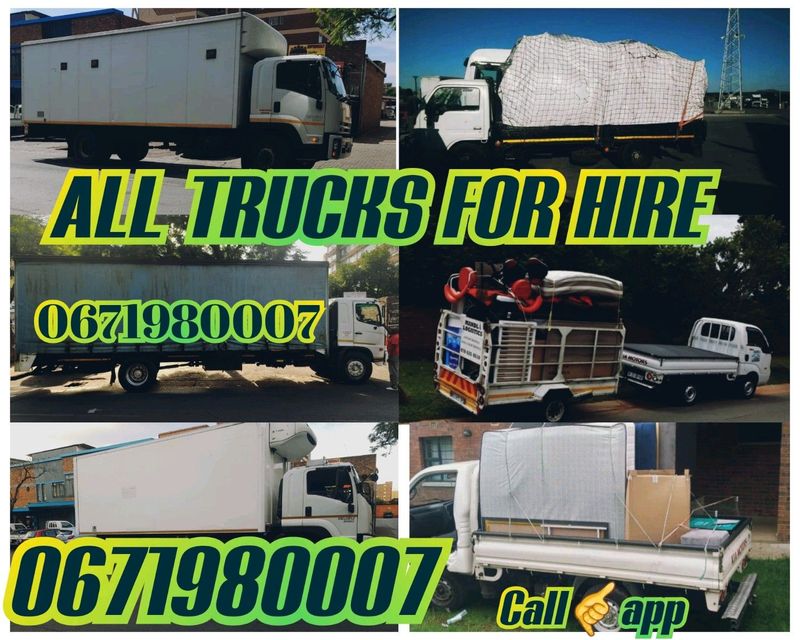 ALL TRUCKS AND BAKKIE FOR HIRE