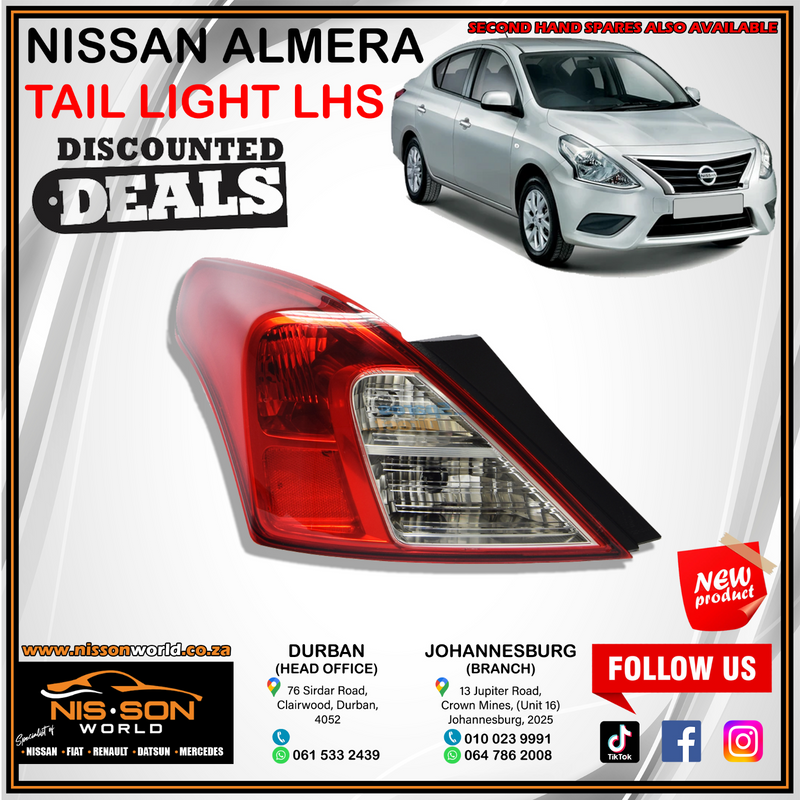 NISSAN ALMERA TAIL LIGHTS LHS