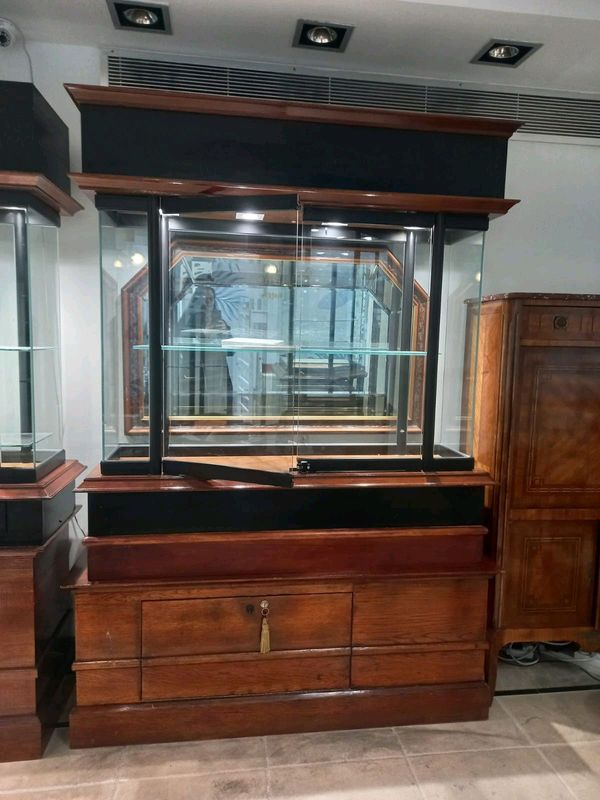 7Piece Antique Mahogany Jewellery Glass Cabinets for Sale