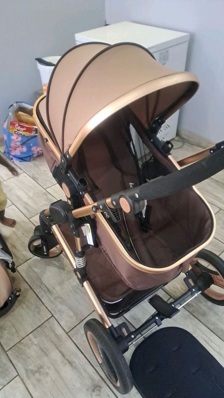 Belecoo 3 in 1 luxury baby stroller- Tyrant- Khaki