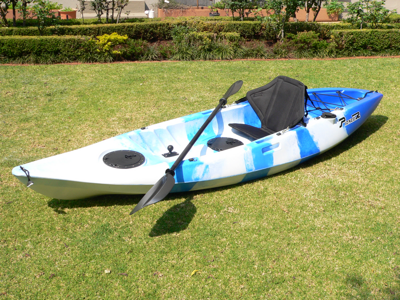 Pioneer Kayak AA2 single incl. seat, paddle, leash and rod holder, Ice Blue colour, NEW!