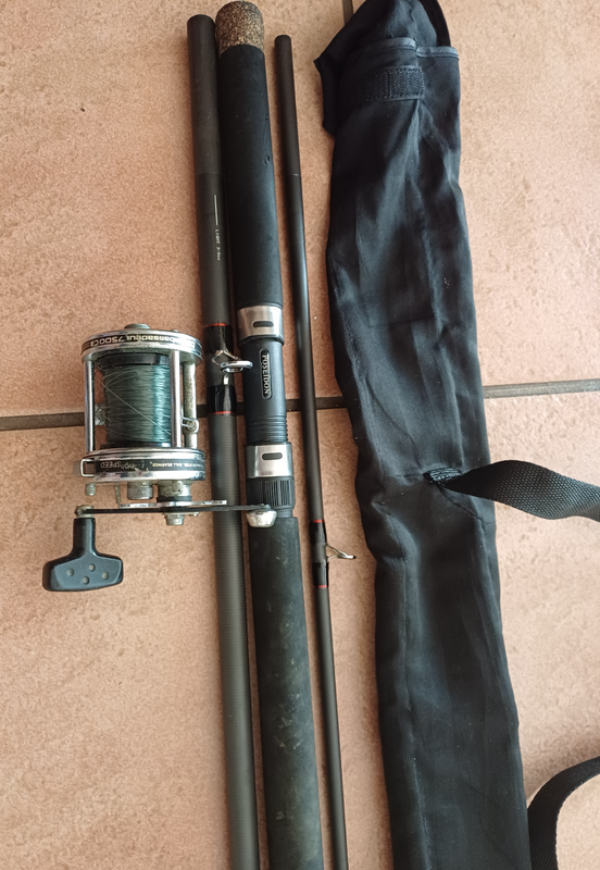 Fishing rod &amp; reel KingFisher graphite rod 13&#39;6&#34; Ambassadeur 750C reel