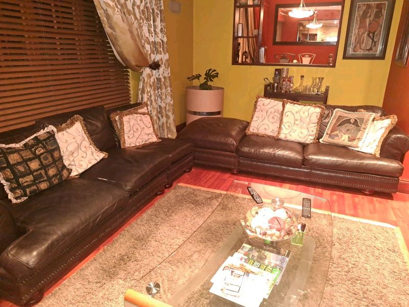 Brown real  leather couch for sale
