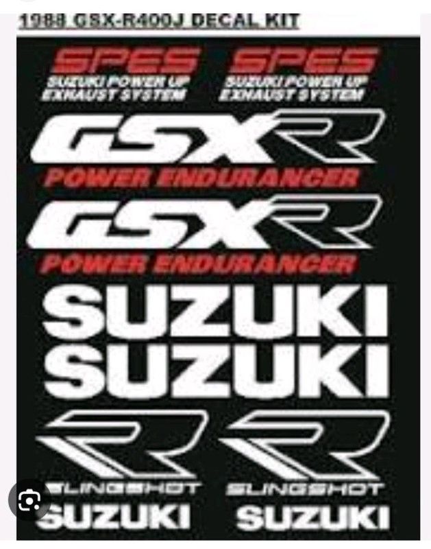 Decal sticker kit for a 1988 GSX 400J motorcycle