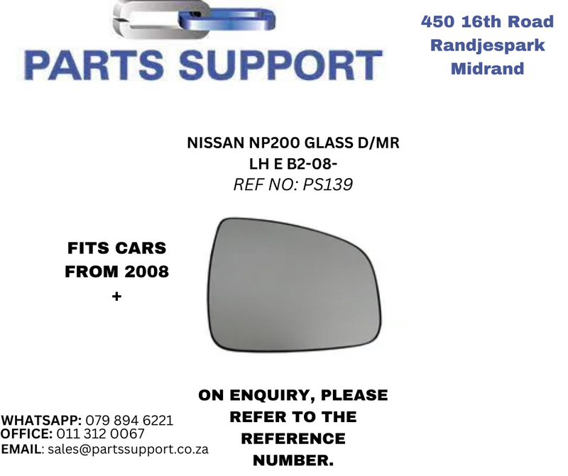 Nissan NP200 Glass Door Mirror LH E B2-08