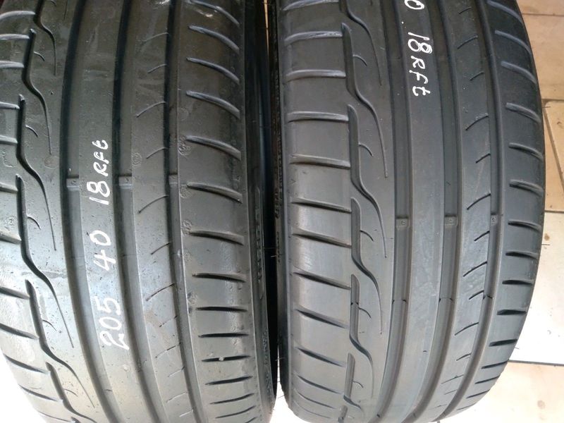 2x 205/40/18 run flat Bridgestone Tyres 85%tread excellent conditions