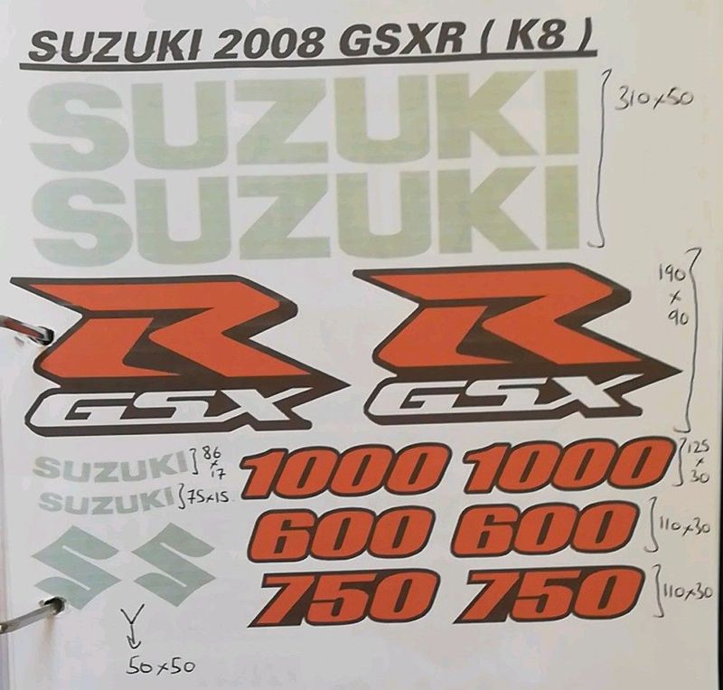 Suzuki GSXR K8 stickers / vinyl cut decals kits