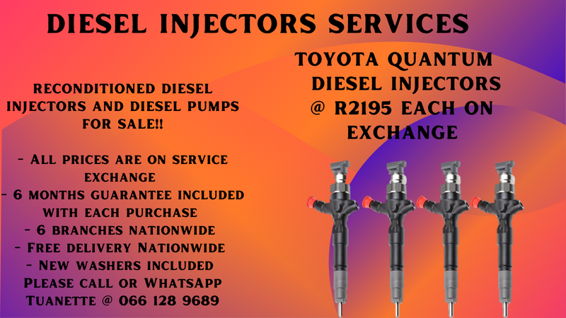 TOYOTA QUANTUM DIESEL INJECTORS FOR SALE ON EXCHANGE OR TO RECON YOUR OWN
