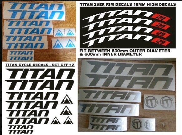 Titan bicycle frame and rim stickers decals