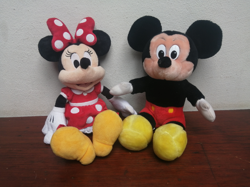 Mickey and Minnie soft toys.
