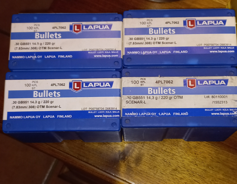 For Sale - LAPUA .30cal 220gr HPBT match projectiles for reloading
